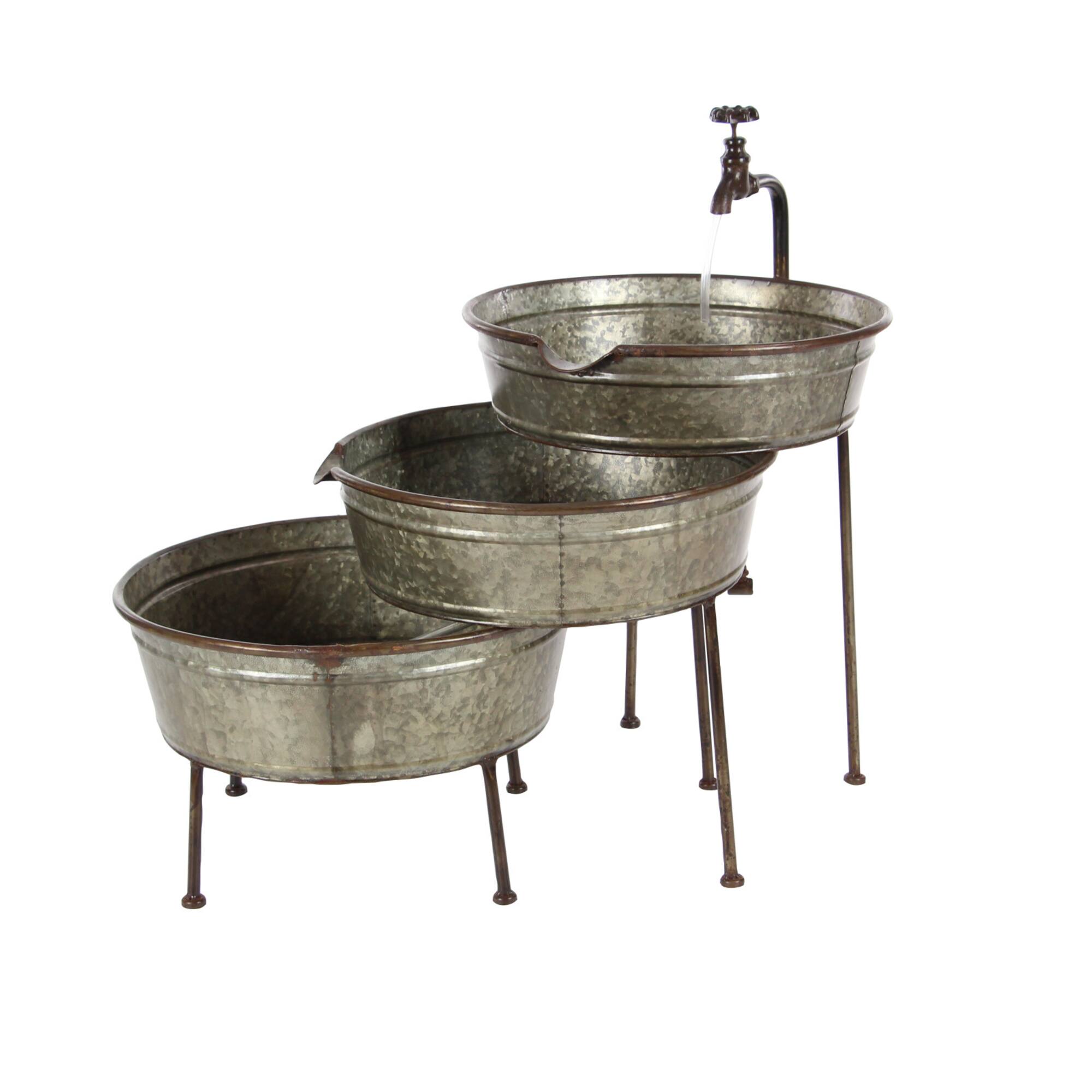 Grey Iron Farmhouse Fountain, 26" x 30" x 21"